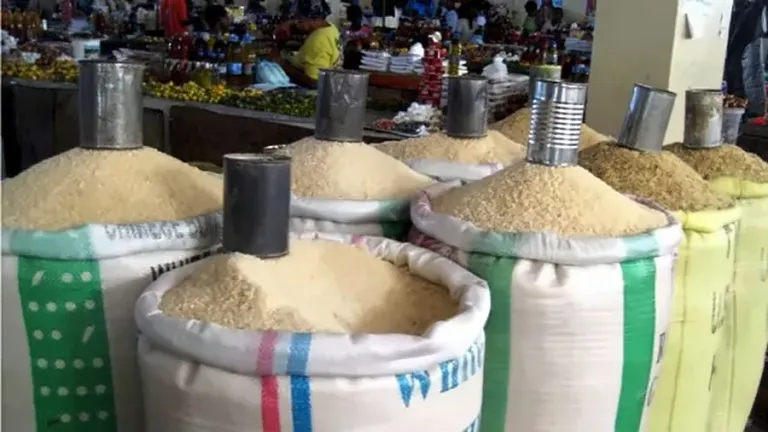 Cereals and grains in sacks