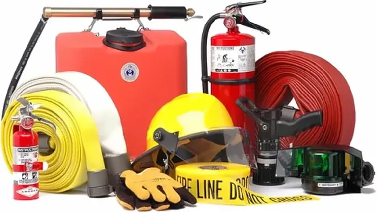 Fire safety equipment: hose reel, extinguisher and tape