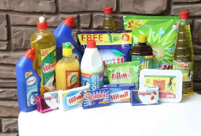 Assorted detergents, soaps and cleaning liquids