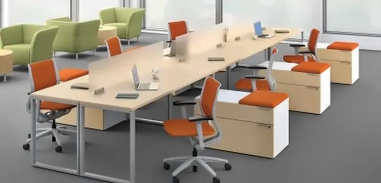 Open plan office desks and chairs